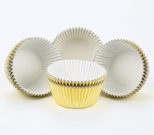 Vista 4 de Gifbera Moldes Estándar para Cupcakes de Lámina Dorada, Envoltorios Metálicos para Hornear, 200