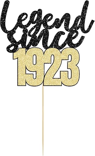 Miniatura 3 de Gyufise 1 pieza de decoración de pastel de leyenda desde 1923 con purpurina de cien feliz cumpleaños número 100, decoración para tartas de