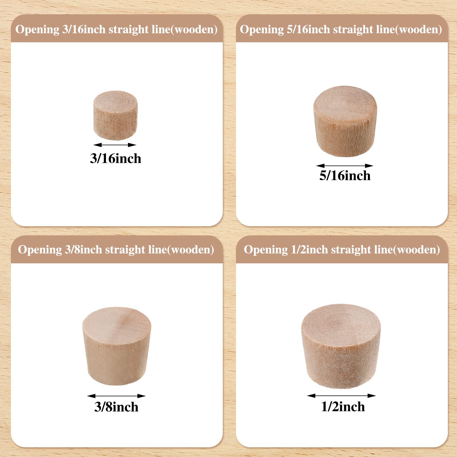 Keadic 140Pcs Wooden Hole Plugs - 4 Sizes Button Plugs For Furniture Screw Holes