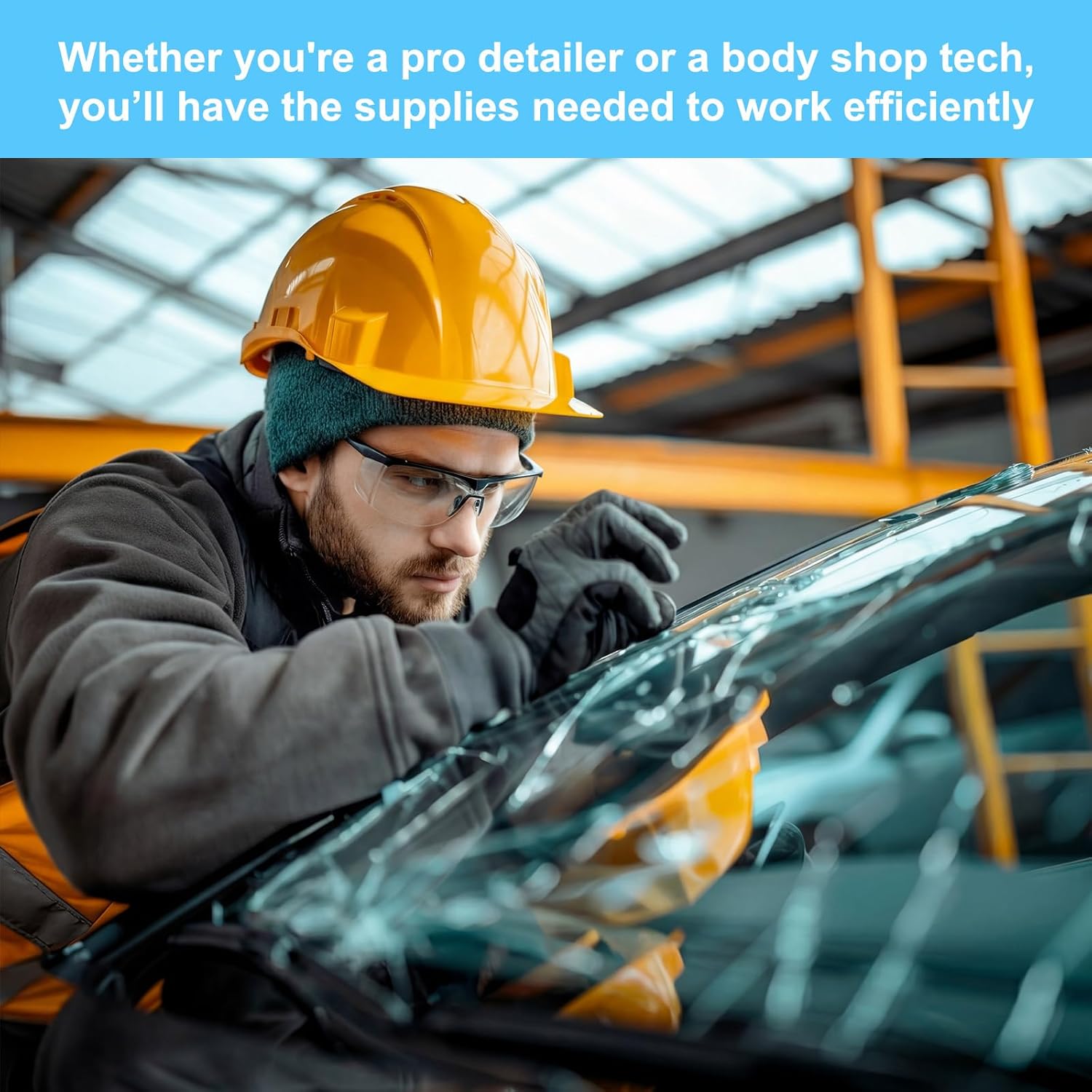 Maitys 2 Rolls Crash Plastic Wrap Film 36 Inch x 200 ft Clear Plastic Protector for Car Windows Damaged Vehicles Self-Adhesive Crash Clear Wrap for Auto Collision Dust Protection Broken Windows