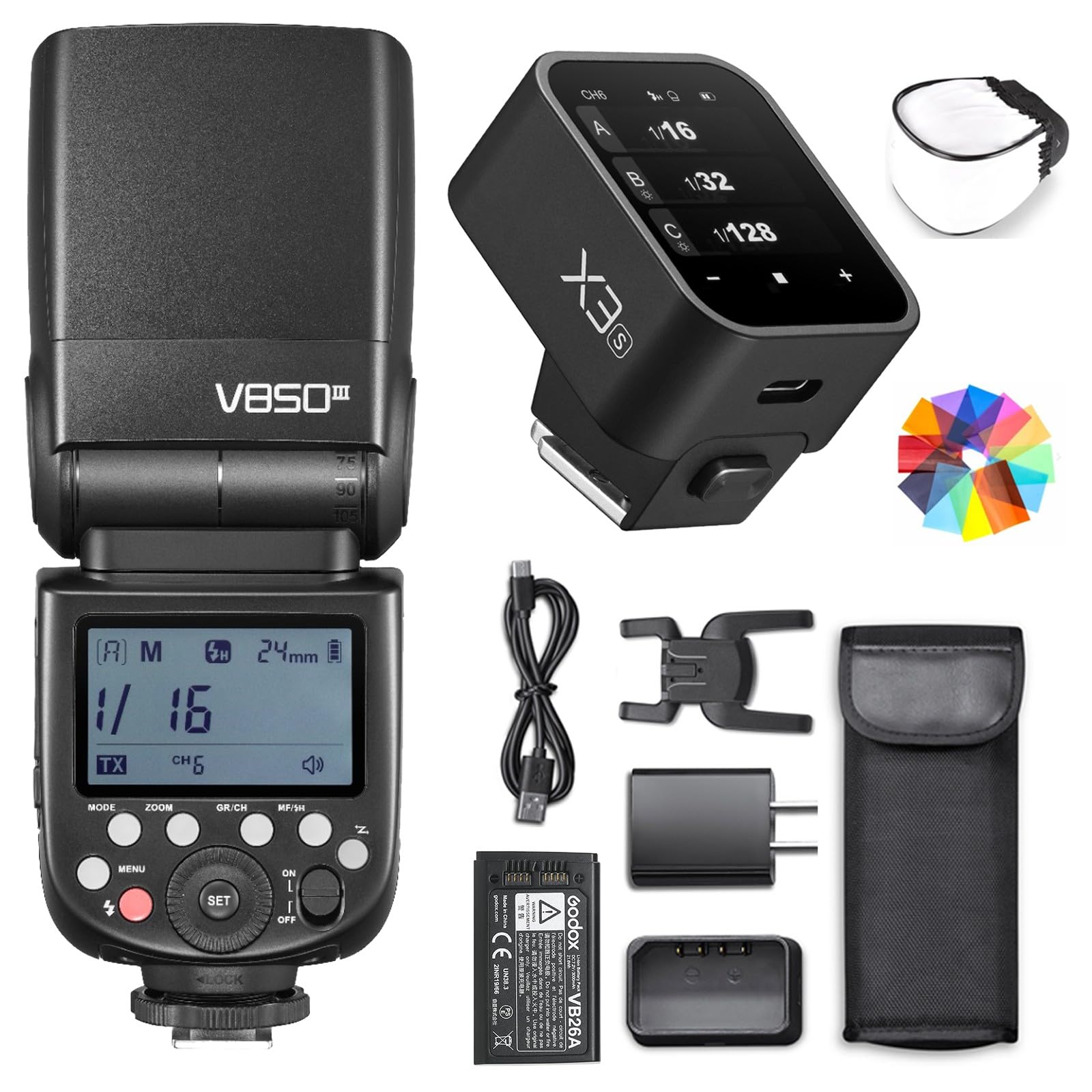 Godox V850III Flash Camera Flash with Godox X3-S Flash Trigger, 7.2V/2600mAh HSS 1/8000 2.4G 1.5s Recycle Time 450 Full Power Pops for DSLR Cameras with Standard Hot Shoes for Sony Cameras (NO TTL)