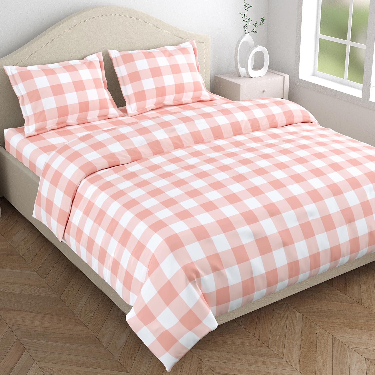 haus & kinder Bedsheets,100% Cotton Double Bed Sheet, 186 TC Pure Cotton Bedsheet for Queen Size Bed with 2 Pillow Covers,Cottage Core Blush