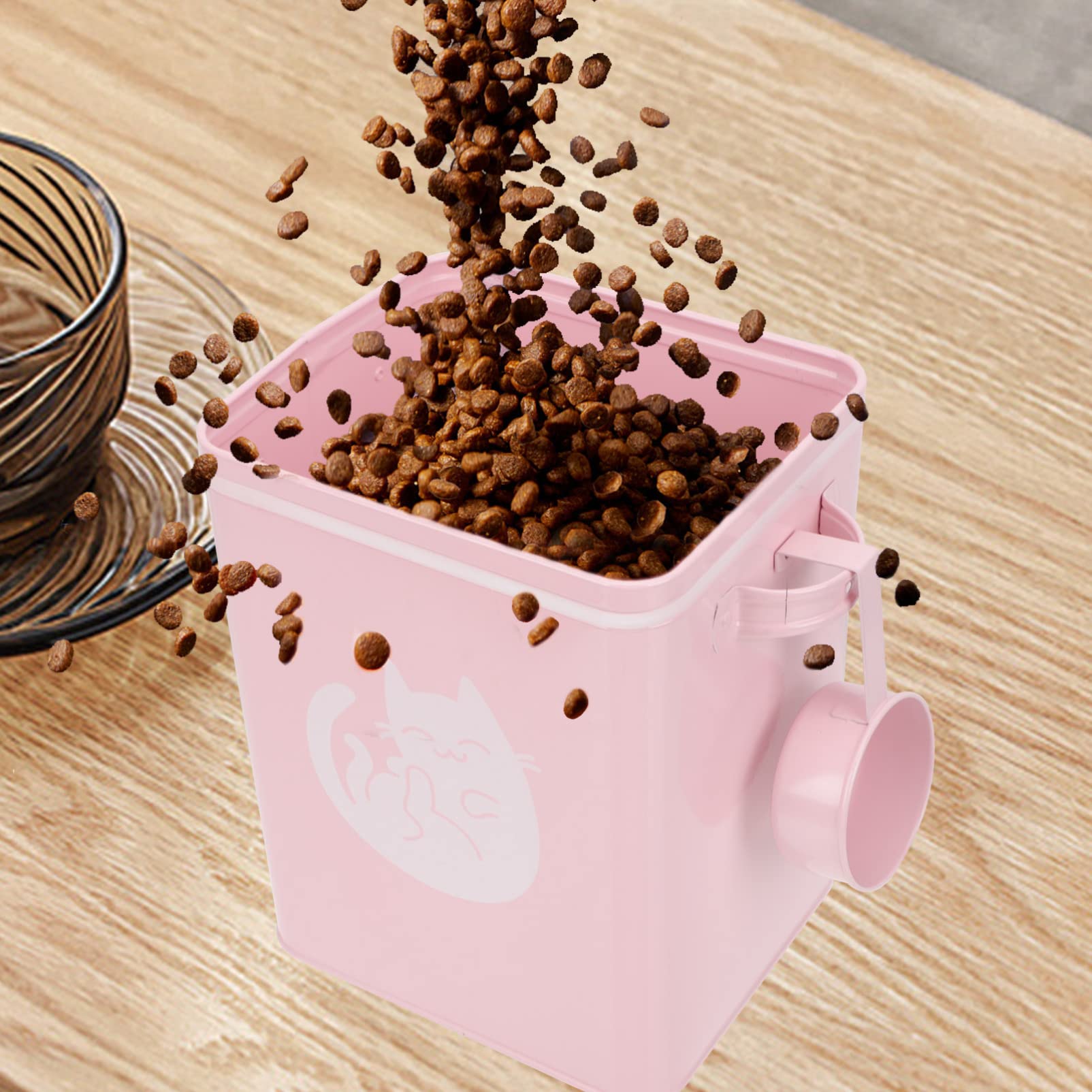 Happyyami 2juegos Contenedor De Almacenamiento De Comida Para Gatos y Caja Para Alimentos Diseño Cubierto y Resistente Para Cocina y Familiar
