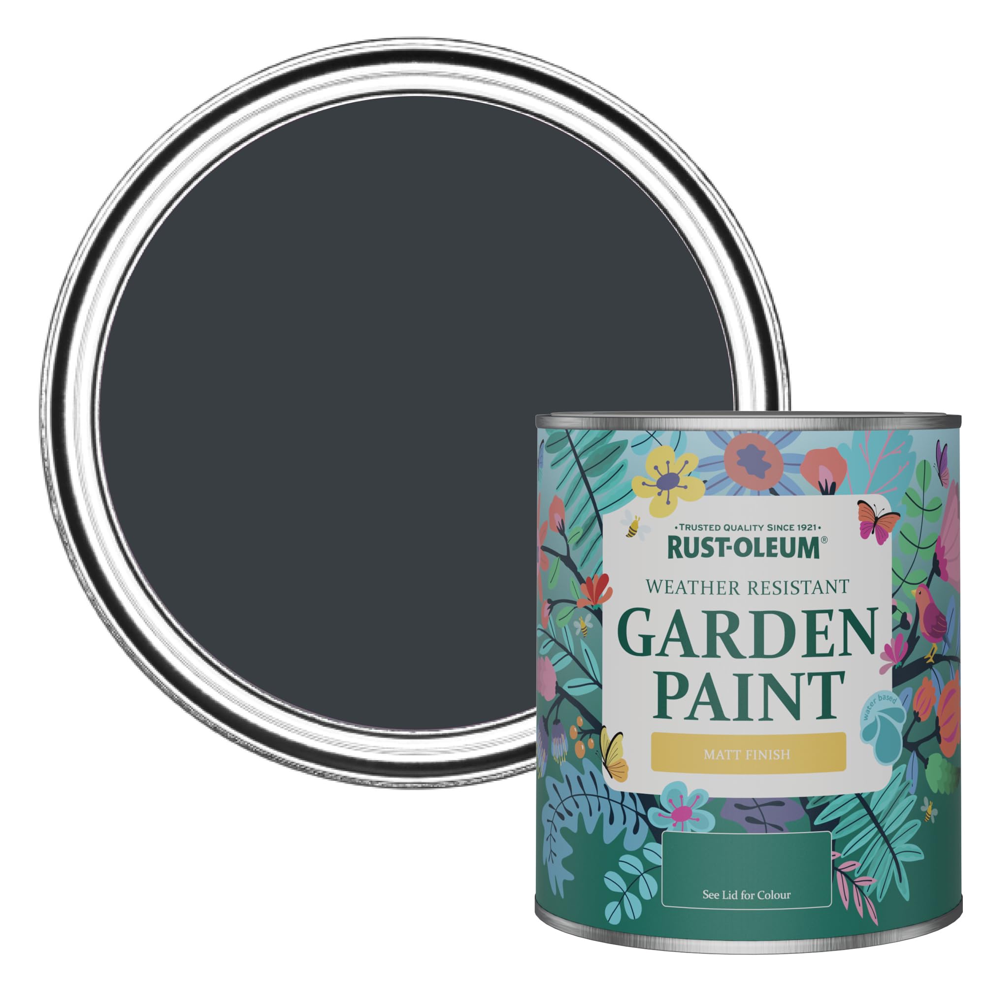 Grey Mould-Resistant Garden Paint In Matt Finish - Anthracite (Ral 7016) 750Ml 5013296760966