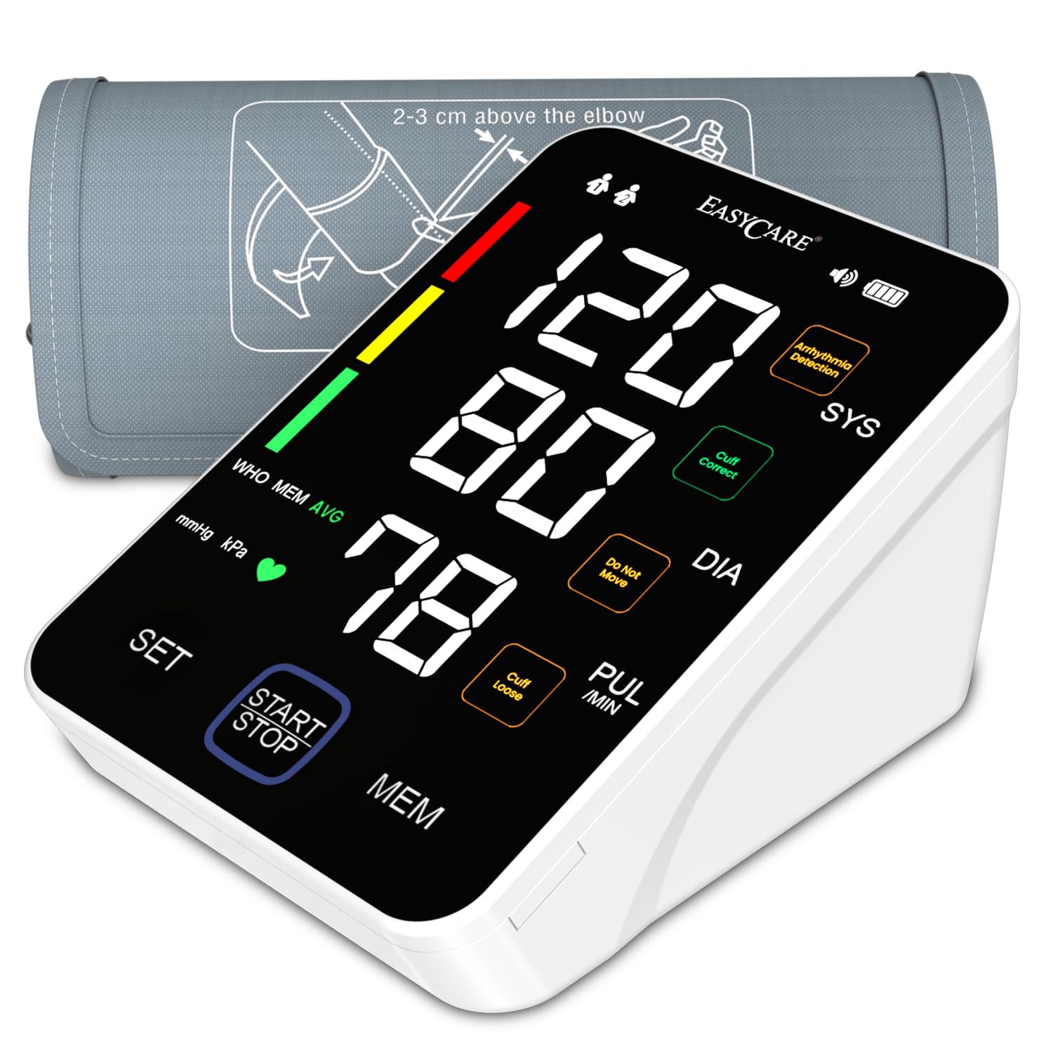 EASYCARE Fully Automatic Talking Digital BP Monitor with Lithium Battery | Portable BP Machine for Home | Large Display | Memory Function | USB Rechargeable | 22-36cm Cuff (Black)-picture-48