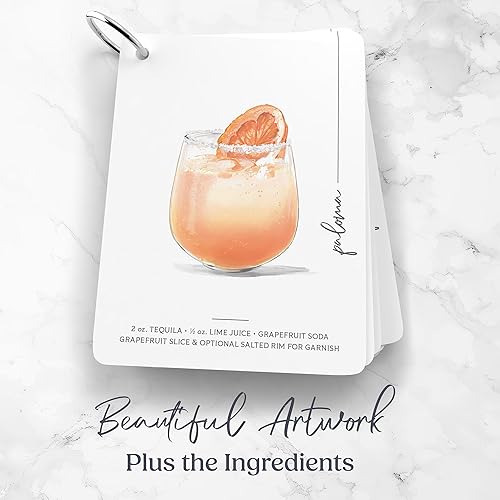 Miniatura 8 de Mixología ilustrada - Decoración y accesorios de carrito de bar - Tarjetas de recetas de cócteles - Guía visual de cócteles artesanales - Esenciales