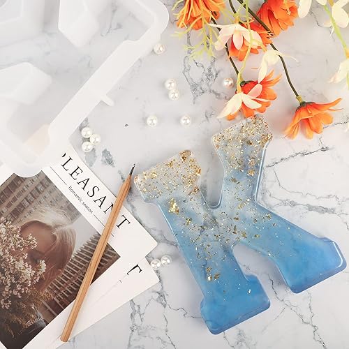 Miniatura 5 de Gartful Moldes de letras grandes de 7 pulgadas para resina, molde de resina epoxi del alfabeto en mayúscula, moldes de silicona 3D gruesa de la A a