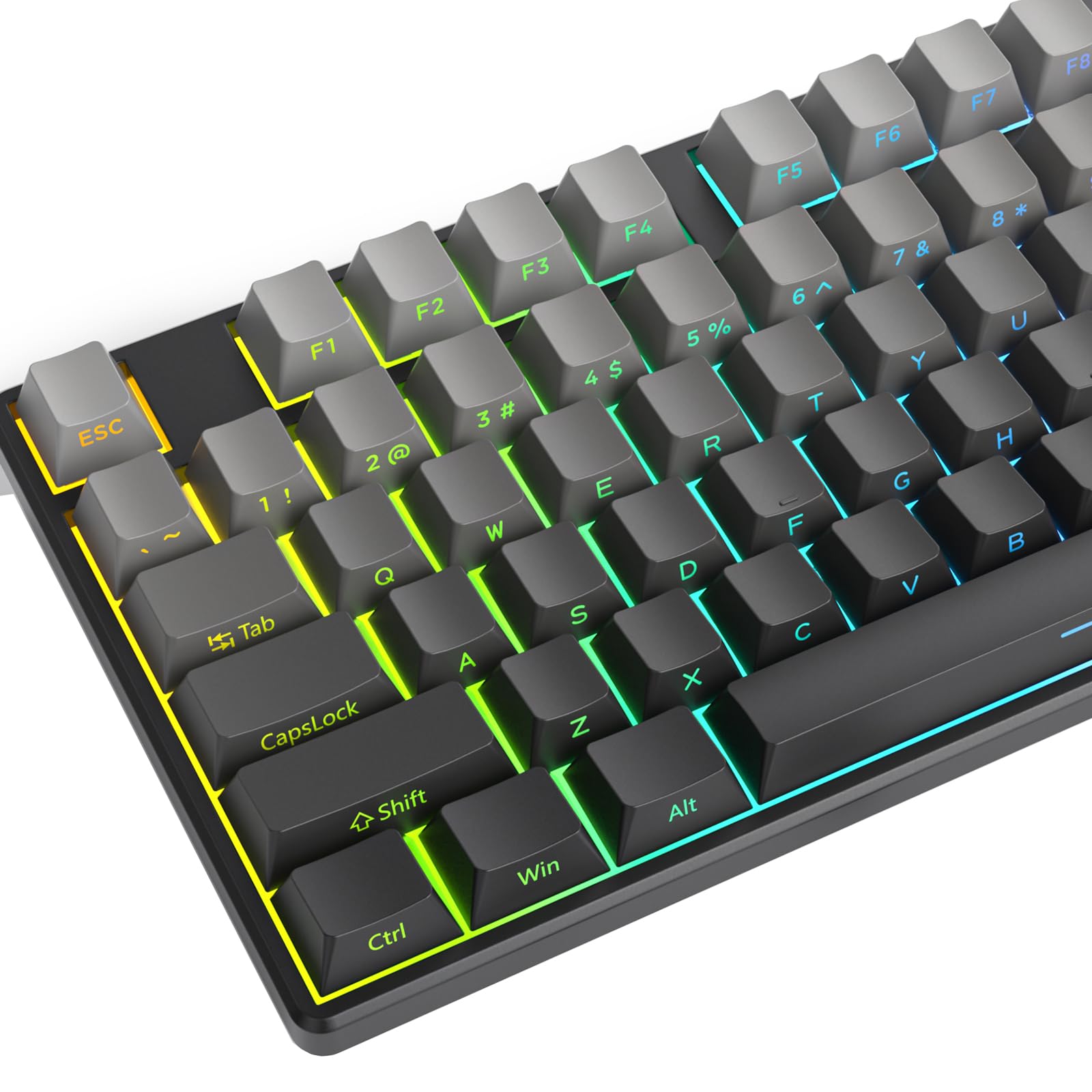 Guffercty kred140- Keys Side Printed Keycap PBT Gradient Keycaps 75 percent, Cherry Profile Minimalist Style Custom Shine through Keyboard Keycap for Mechanical Keyboards(Grey Side Print)