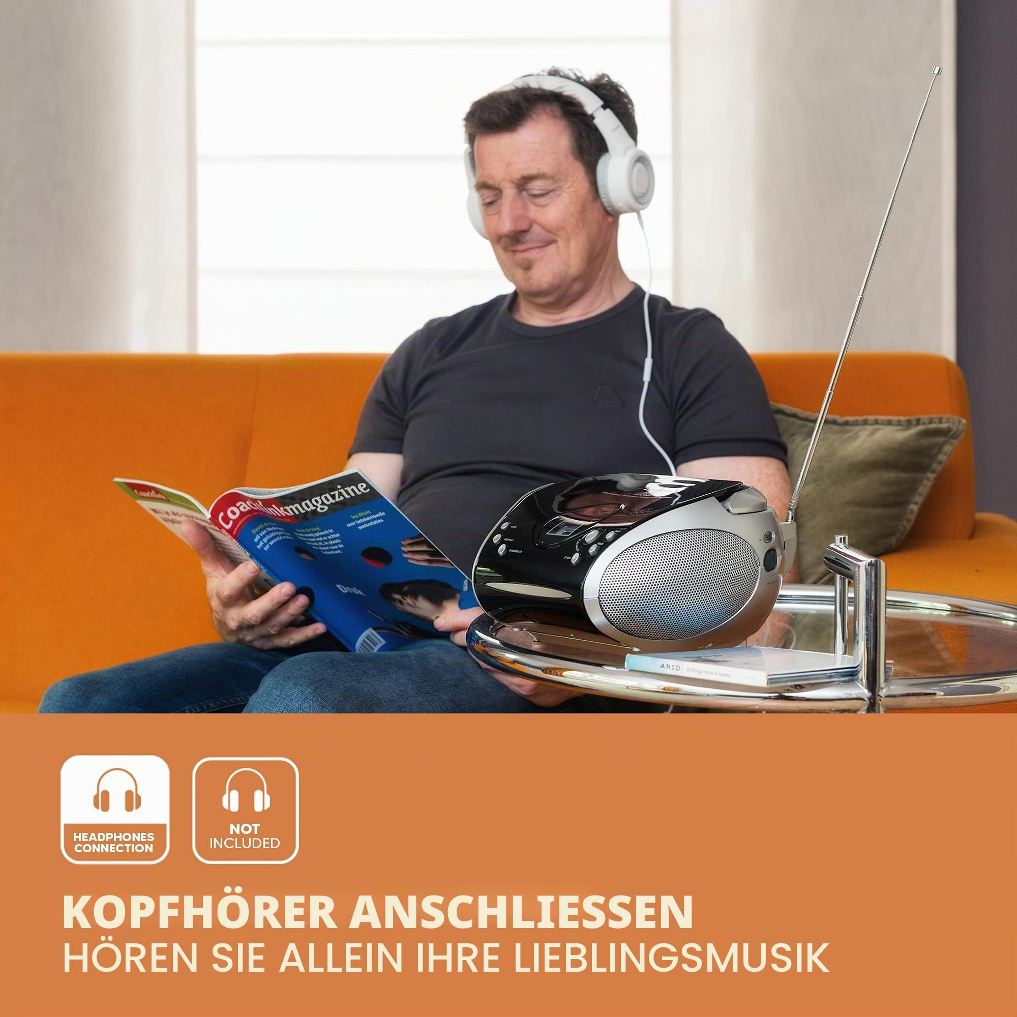 Lenco SCD-24 BL/SI - CD Player - Radio CD Player - Kinder | SCD24 - CD Spieler - Radio-CD-Boombox - CD-Player für zu Hause oder draußen - Blau