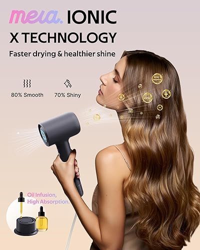 Miniatura 2 de Secador de pelo aromático biiónico profesional mera PRO - Secador de secado rápido con difusor magnético y boquilla de aromaterapia, modo seguro de