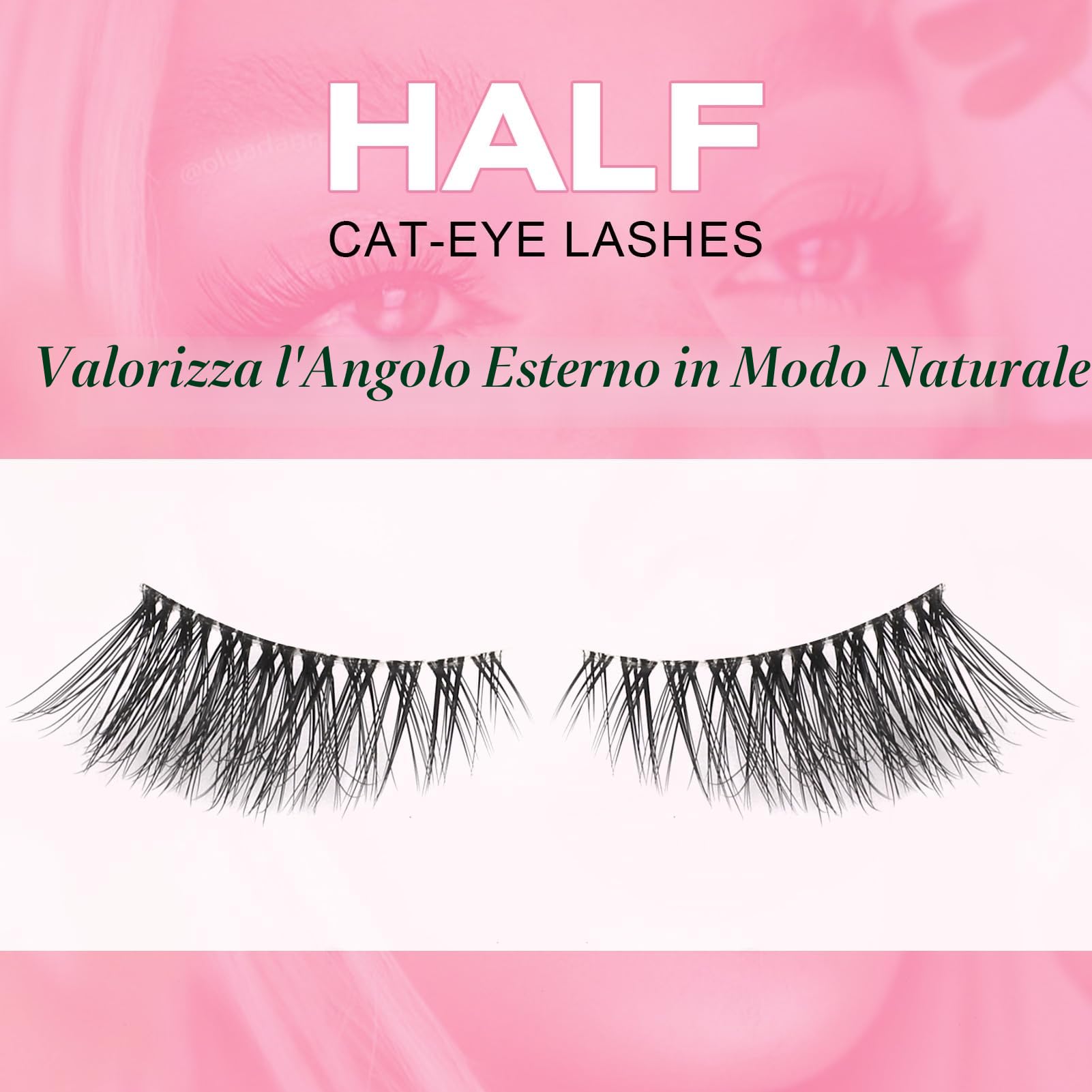 Sixstarhair Mezze Ciglia Finte 10 Paia Half Lashes Cat Eye 3D Cancella Banda Trasparente Ciglia Finte Naturali Fake Eyelashes 3/4 Riutilizzabile Corner Lashes