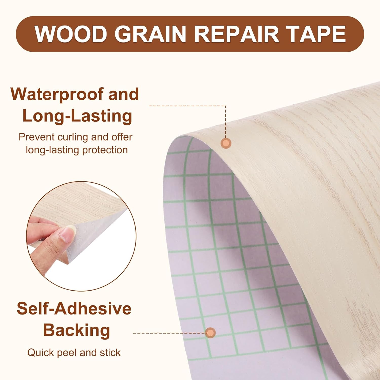 MECCANIXITY Wood Grain Repair Tape, 2 Inch x 33 Feet Self Adhesive Wood Grain Tape Multi-Purpose Wallpaper Border Trim for Furniture Floors Windows Doors Tables Home, Maple, 2 Roll
