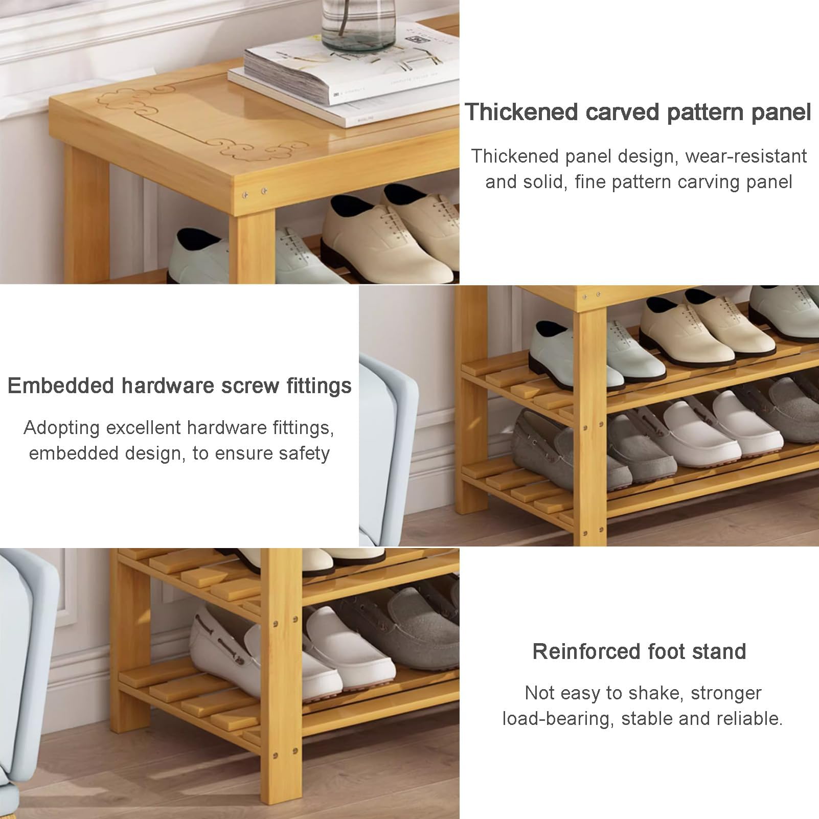 3-Tier Shoe Rack with Seat Entrywayfor Hallway Living Room Bathroom – Stylish Storage Solution for Shoes And Essentials