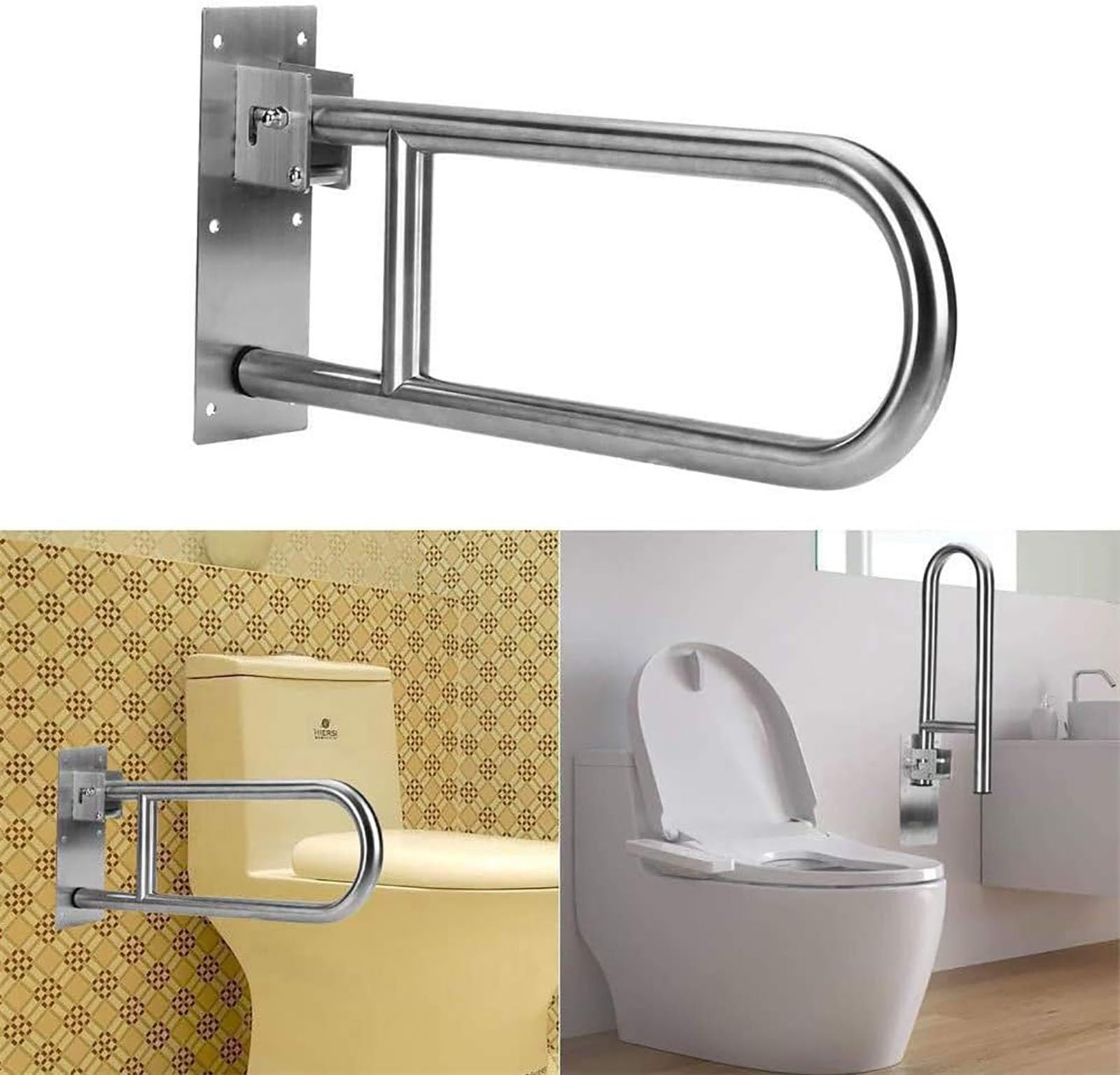 CEEBUS Barra abatible baño Soporte de baño Plegable de Seguridad Rail, WC Soporte de Asistencia, Accesorios Médicos Handicap Barras de Agarre para Ancianos