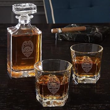 Custom Liquor Decanter Set with Colchester Glasses - Gift for Police Officers Personalized Product