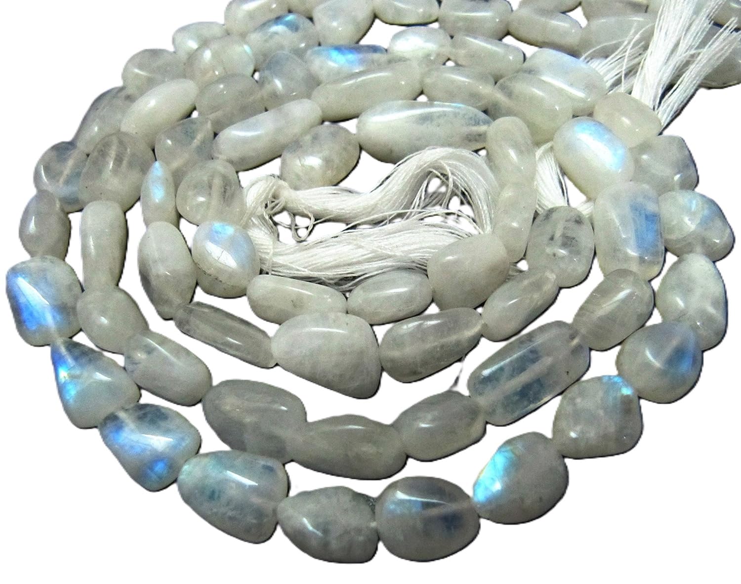 Pierre de lune naturelle : perles en pépites lisses pour concevoir facilement des bijoux durables