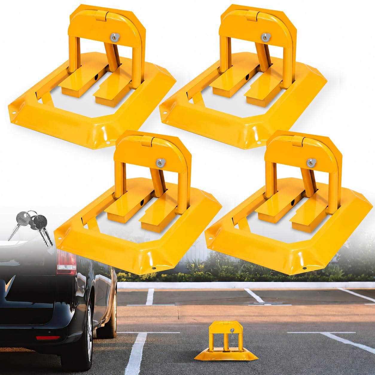 4er Parksperre klappbar 4,5 cm flach, 5t, mit 12 Schlüsseln