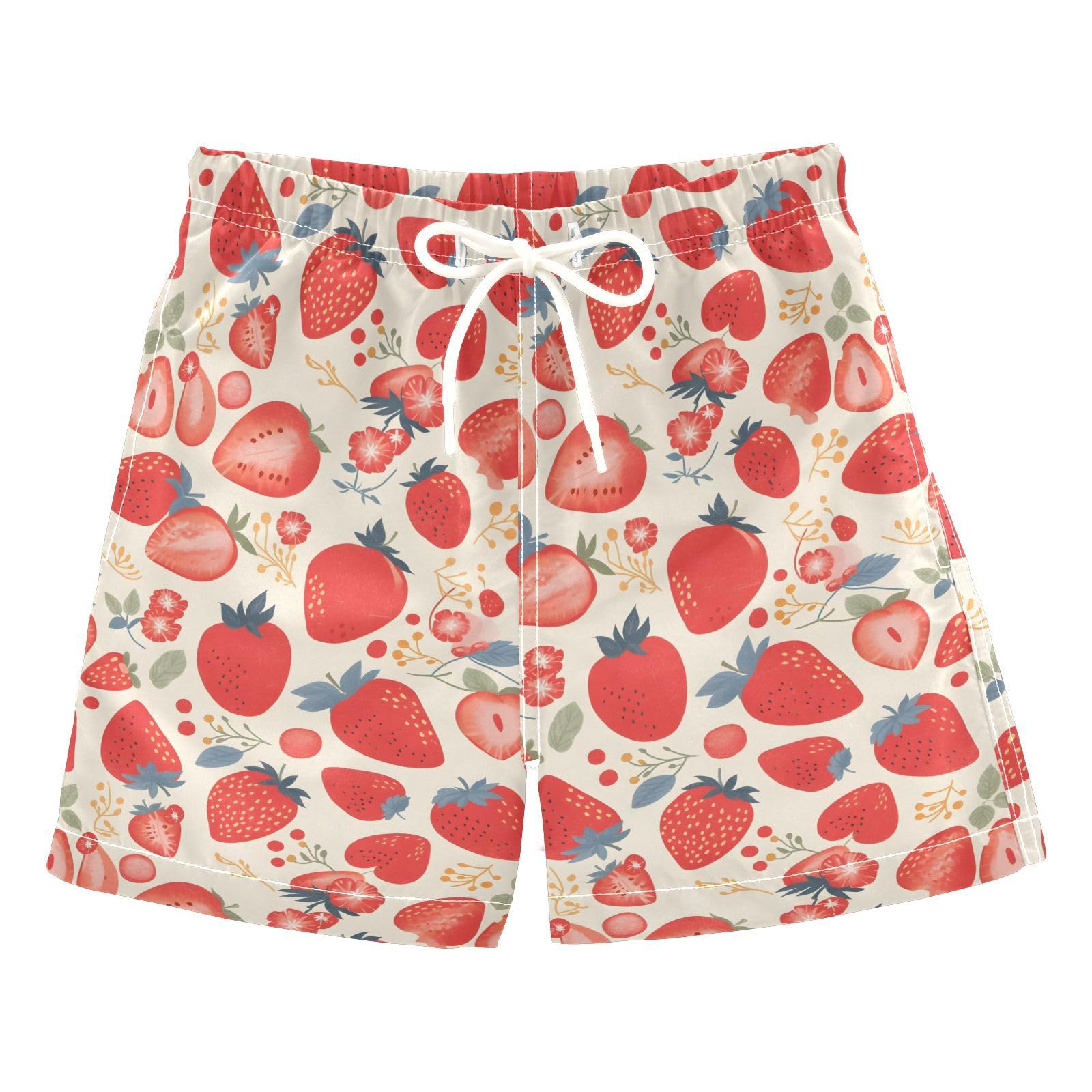 Hand Drawn Strawberry Boys Swim Trunks Toddler Shorts Swimwear Boardshorts