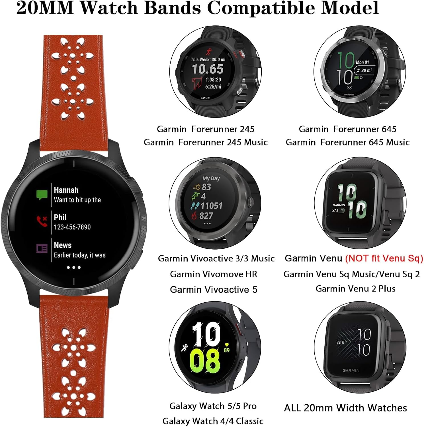 BOTNUW レースレザーバンド Garmin Vivoactive 3/Vivoactive 3 ミュージックバンド/Vivoac