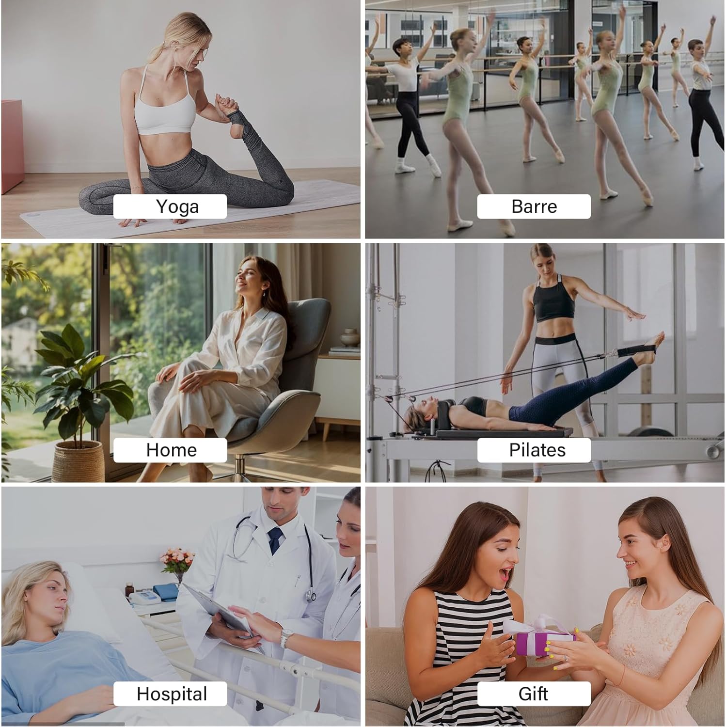 3 Pairs Grip Pilates Socks for Women Yoga Scrunch Socks with Grips for Barre Workout Hospital Long Slouch Sock - Image 7