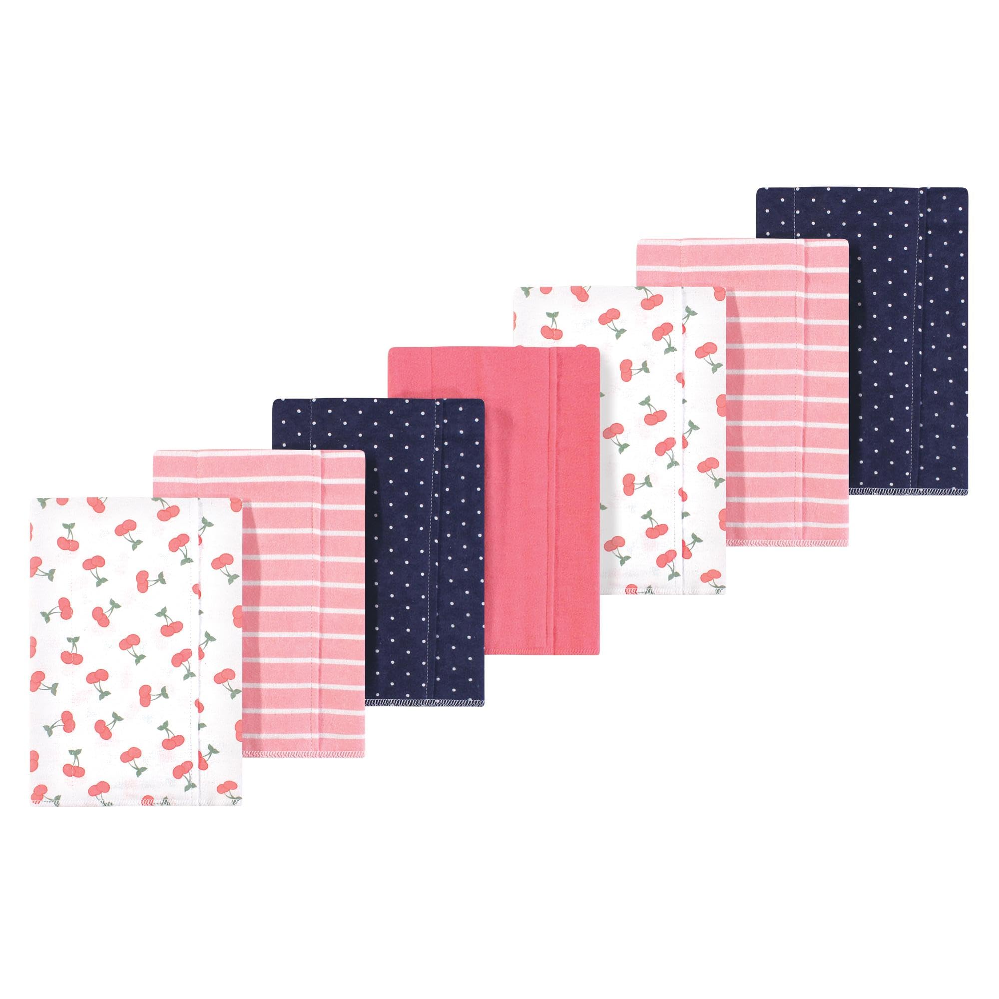 Luvable Friends Hudson Baby Flannel Burp Cloths 7pk, Pink Cherry