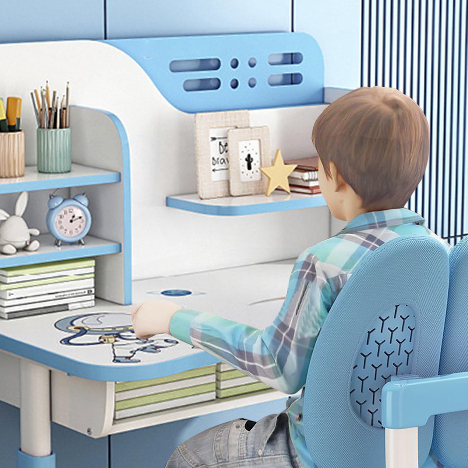 Sedia Scrivanina Bambini Regolabile - Sedia Studio Con Ruote E Schienale Ergonomico