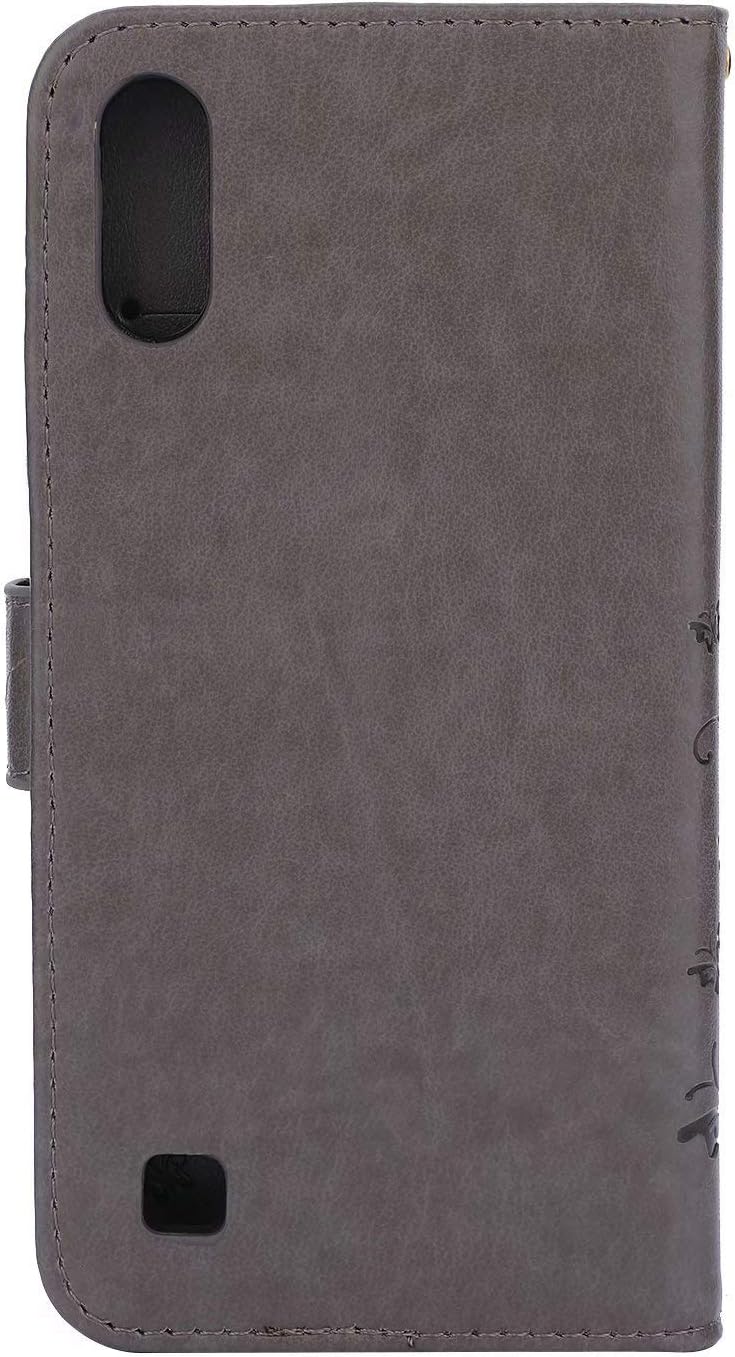 Galaxy A10 Wallet Case, Handmade 3D Bling Diamond Butterfly Flowers PU Leather Stand Flip Folio Phone Cover with Stylus Pen, Screen Protector, Card Holder & Hand Strap for Samsung Galaxy A10