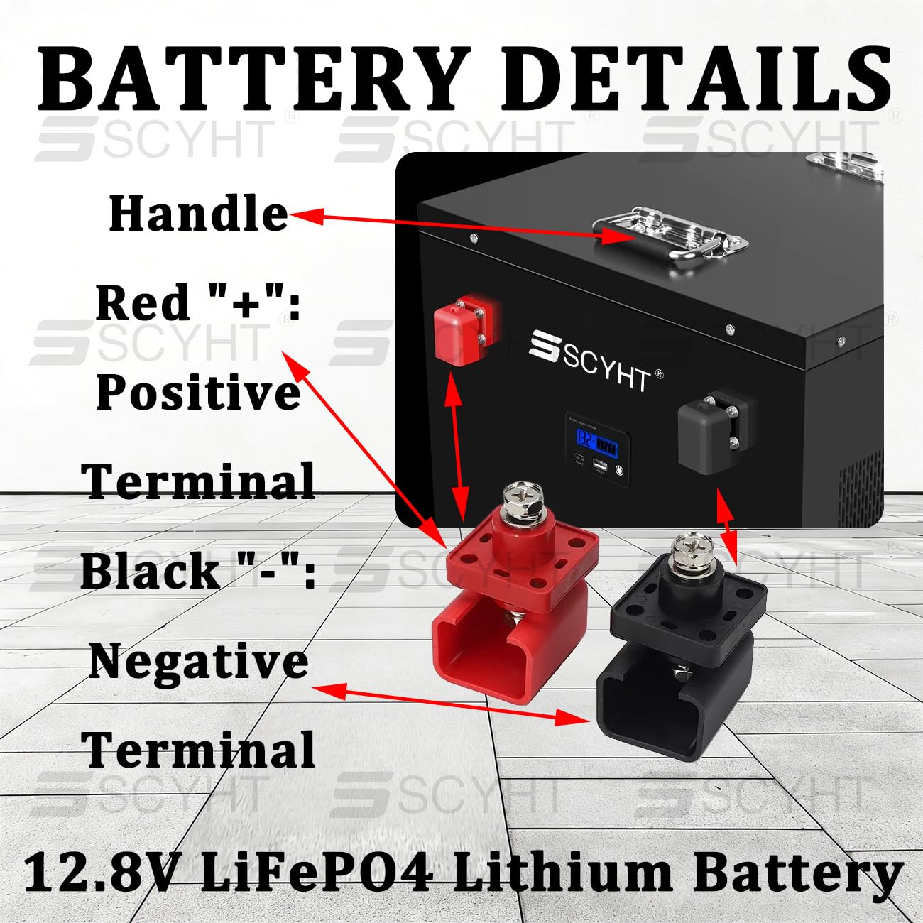 Batterie au Lithium 12,8 V Batterie Solaire Batteries pour voiturettes Golf Batteries LiFePO4 à décharge Profonde avec Carte Protection BMS intégrée,12.8v220ah