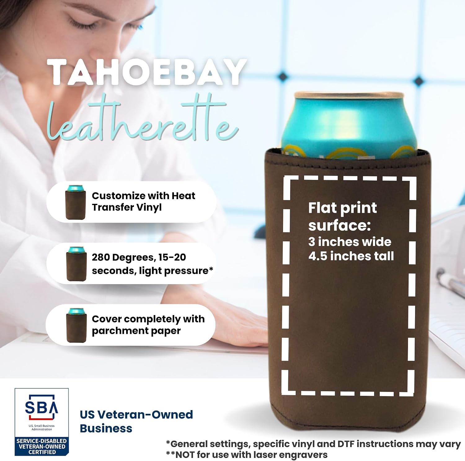 TahoeBay Slim Leatherette Can Cooler Sleeves Bulk, 12-Pack, Rustic