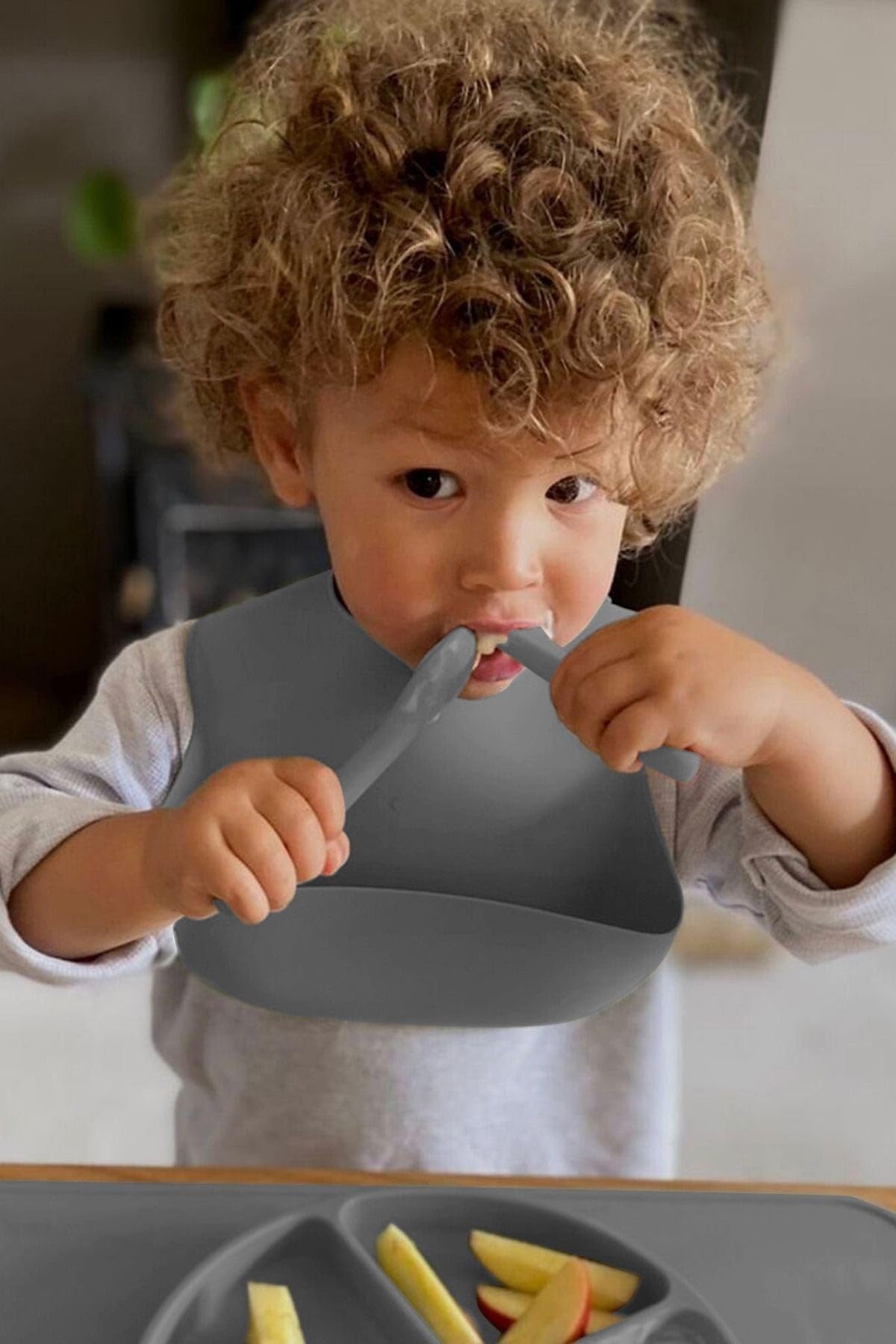 Meleni Baby 4'lü Silikon Mama Kaşığı - Diş Kaşıyıcı Bebek Beslenme Kaşığı Silikon Kaşık Bej, Pembe, Gri, Yeşil