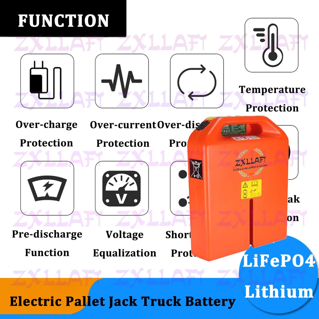 24 V 48 V Batteria transpallet Elettrico per PTE20Q | Batteria carrello elevatore elettrico per PTE15N Batterie al litio 36Ah 20Ah Batterie LiFePO4 con BMS, bottone scatto