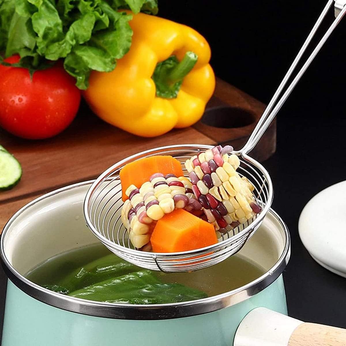 6 Pièces Écumoire à Mailles Fines, Acier Inoxydable Passoire à Fondue, Écumoire Friture Avec Poignée Longue, Chinoise Epuisette à Fondue Pour Soupe Fondue Chinoise Thé Au Lait Perlé(Rouge 6 Pièces Écumoire à Mailles Fines, Acier Inoxydable Passoire à Fondue, Écumoire Friture Avec Poignée Longue, Chinoise Epuisette à Fondue Pour Soupe Fondue Chinoise Thé Au Lait Perlé(Rouge