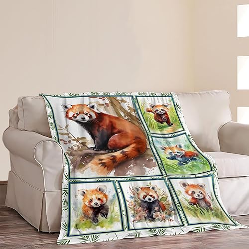 Manta de panda rojo, suave, acogedora y linda manta decorativa de panda rojo, ultra cálida, ligera, para todas las estaciones, regalos para niñas,