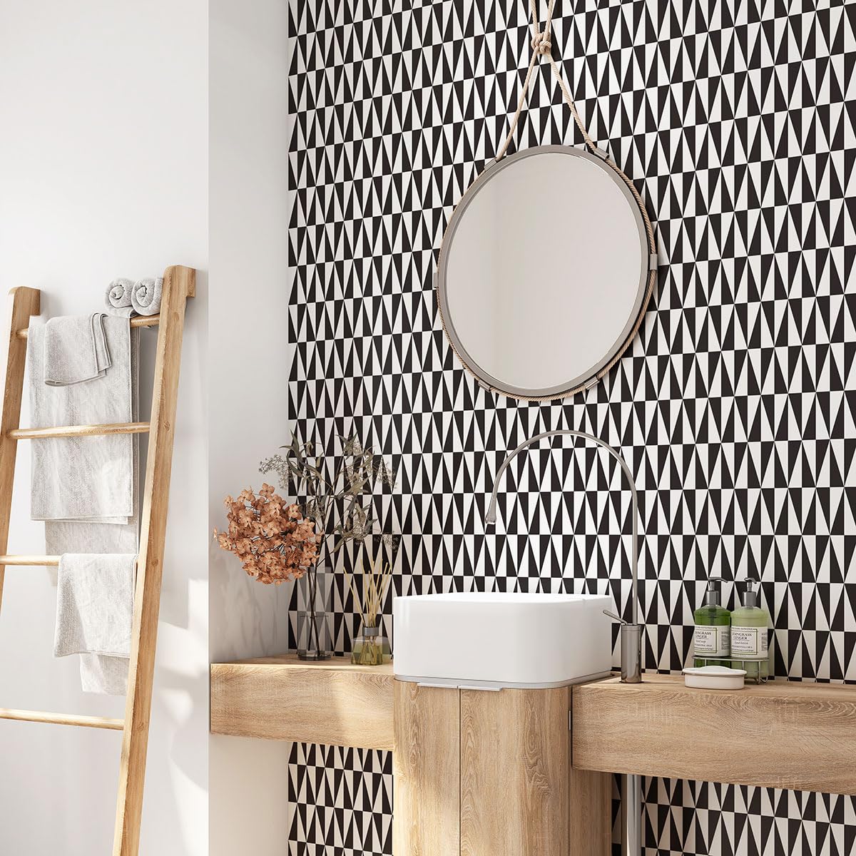 Lumalea Adesivo da bagno con motivo geometrico 3617681314714, adesivo + protezione lucida, 90 x 90 cm