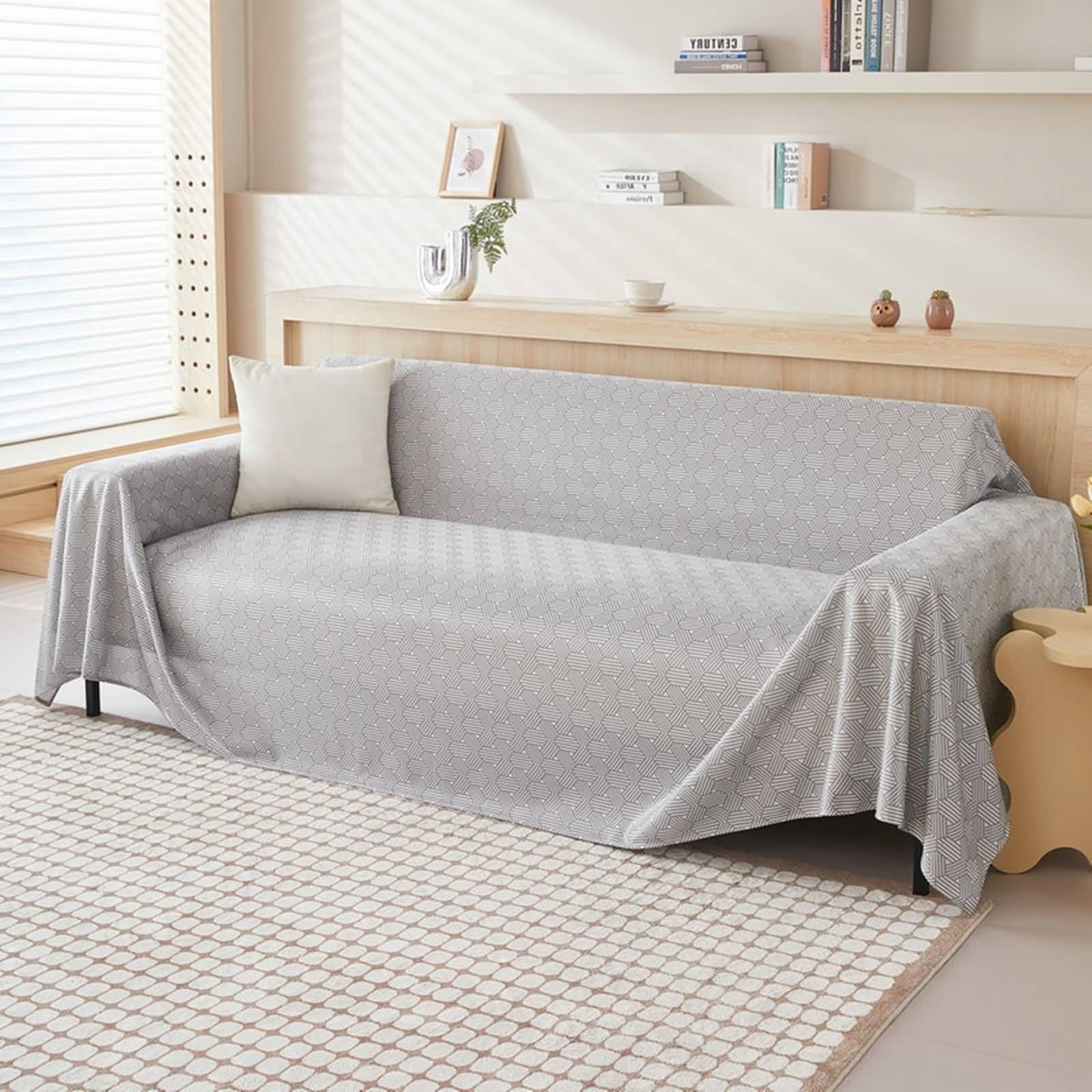 Drap de canape 4 places pour moments chaleureux en famille gris