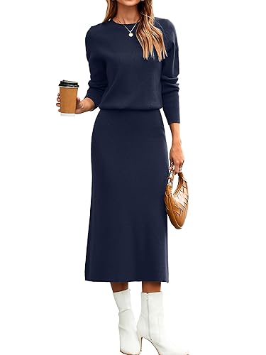 Womens 2 Piece Skirt Sets Fall Long Sleeve Sweater Dress