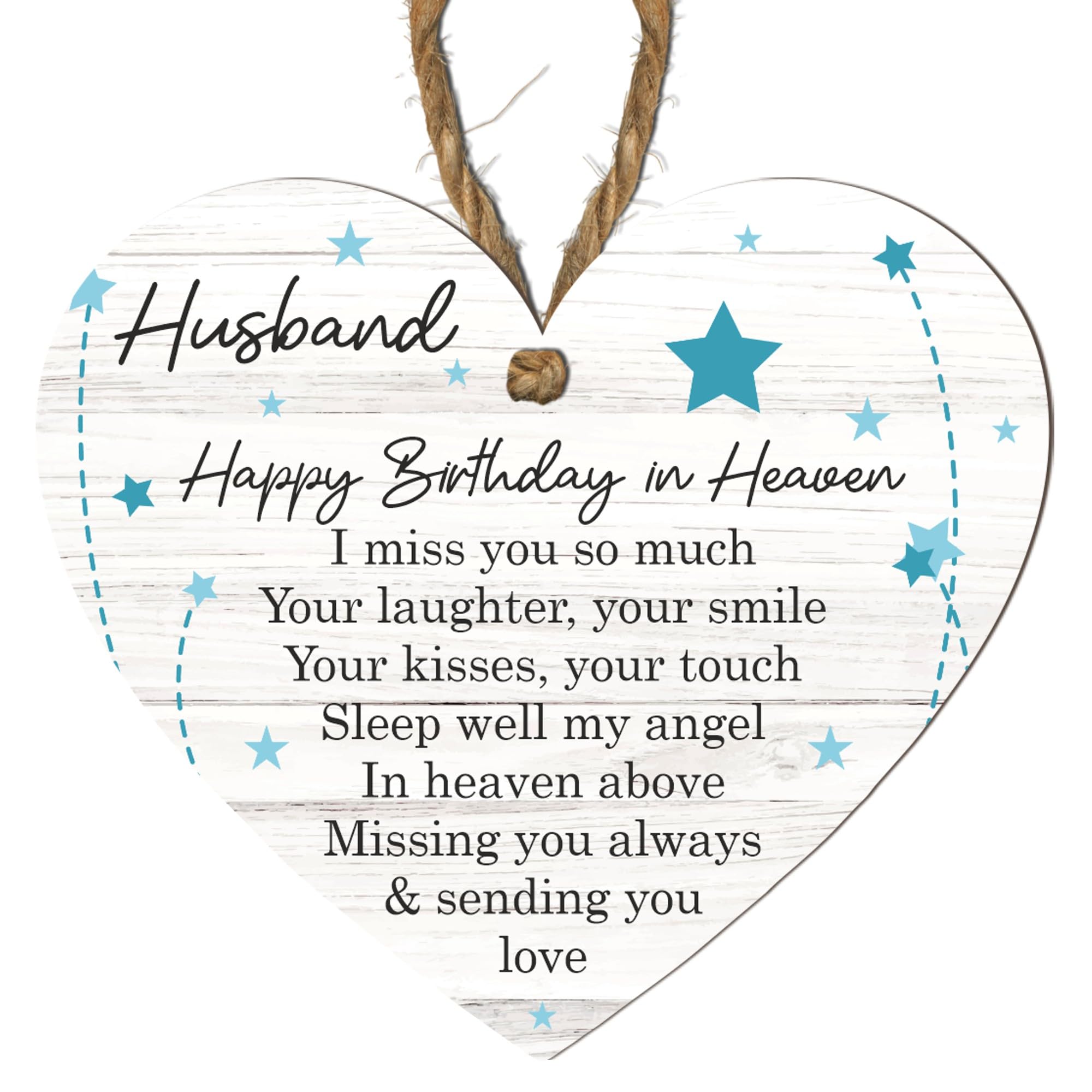 Placca commemorativa con scritta in inglese Uncle Happy Birthday in Heaven, personalizzabile, a forma di cuore, con design stellato, ricordo premuroso per la perdita dello zio (zio
