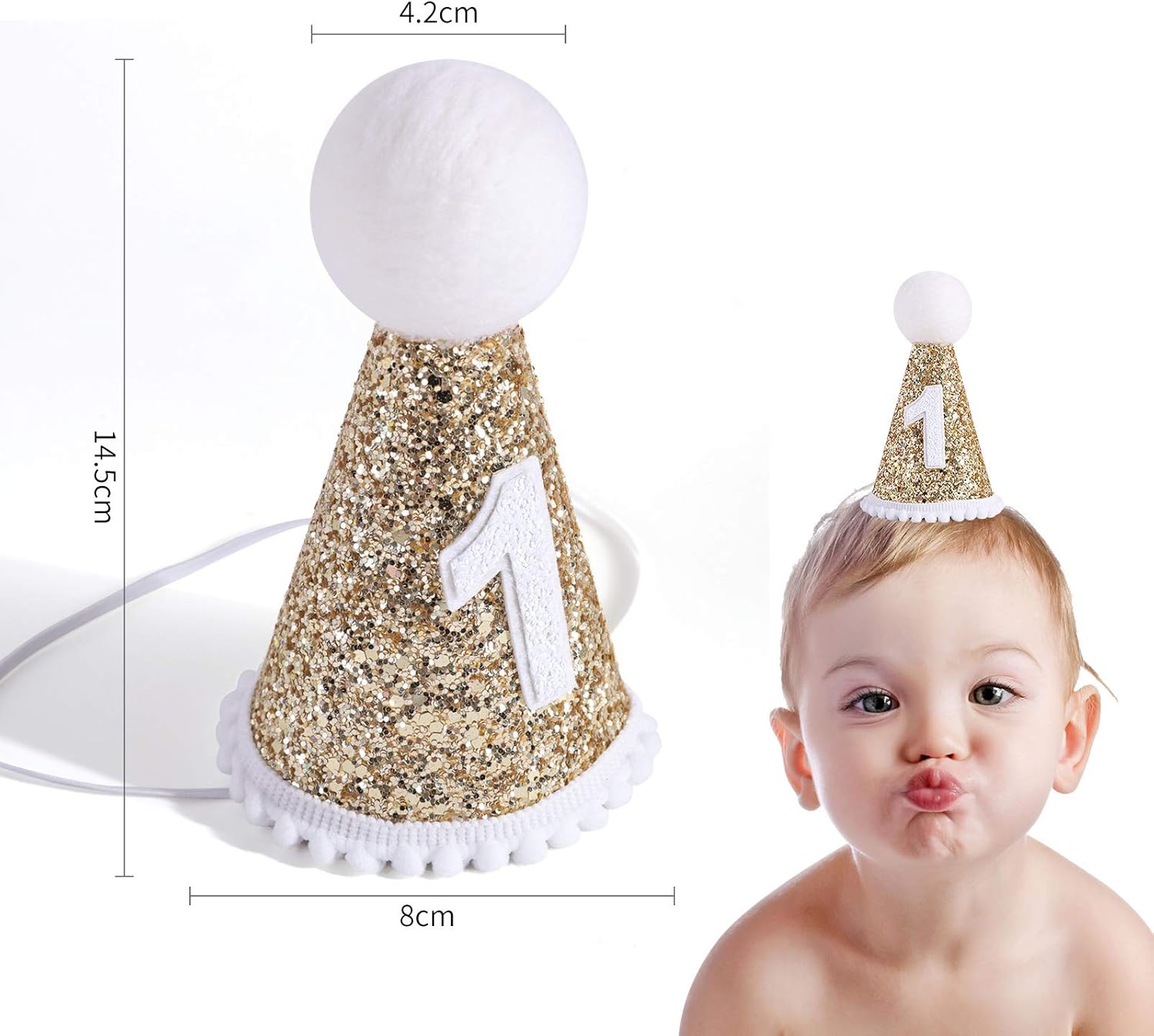 1st Birthday Crown Hat for Baby - First Birthday Party Decor for Baby Show,Birthday Crown Cap for Baby (WHITE HAT) : Health & Household