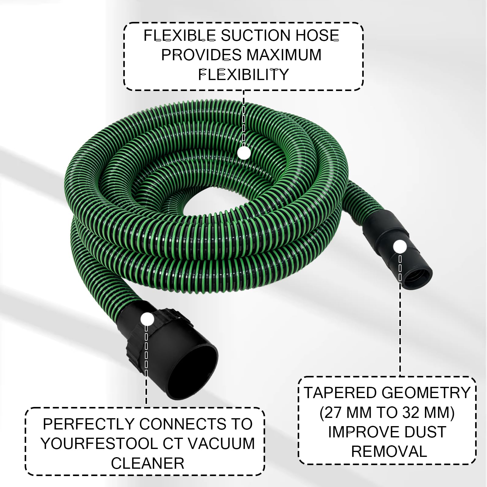 Tubo di aspirazione della polvere da 5 m, compatibile con Fes-tool D27 ct 32 mm, per levigatrici e collettori di polveri 26/36/48, 15/25, mini e mezzogiorno dal 2019