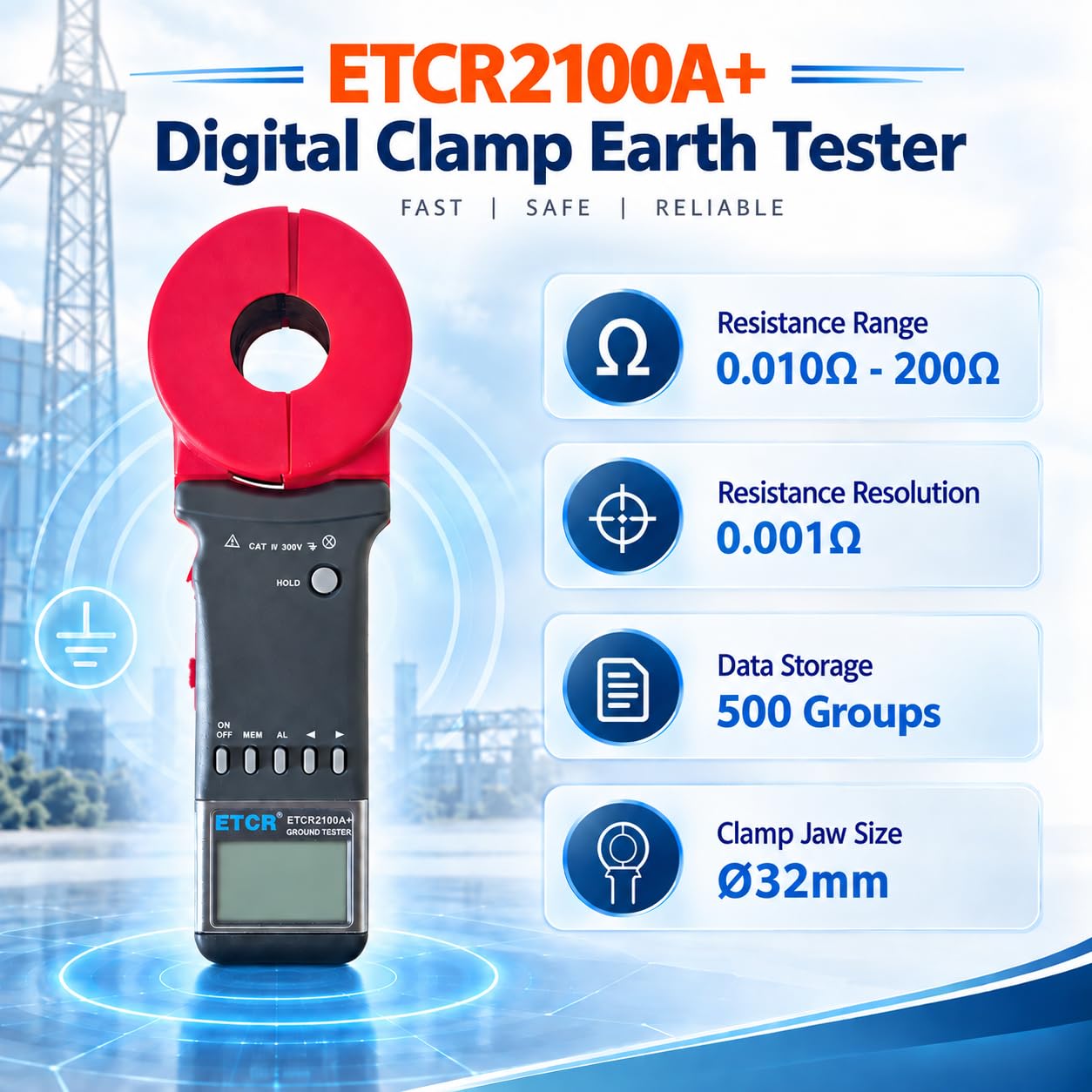 ETCR2100A Clamp Ground Resistance Meter - Buy Now! -2