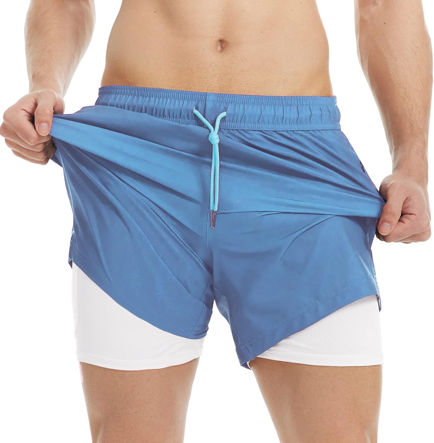 MaaMgic Mens Swim Trunks with Compression Liner 2 in 1 Swimming Shorts Stretch 5.5" Quick Dry Bathing Suits