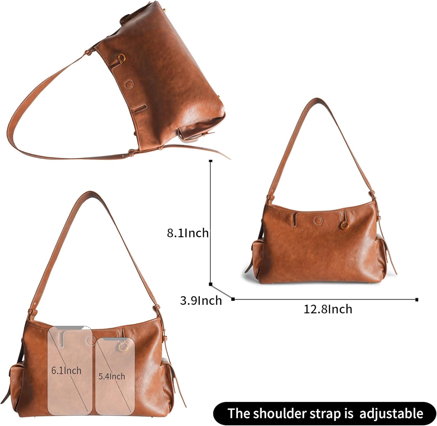 Shoulder Bags for Women Under the Arm Large Bag PU Laether Ladies Shoulder Totes Bag with Zipper Clouser