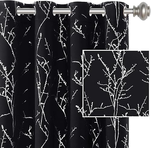 Miniatura 9 de H.VERSAILTEX Cortinas opacas para dormitorio, con estampado de ramas de árbol, con aislamiento térmico y ojales, cortinas de ventana gruesas y