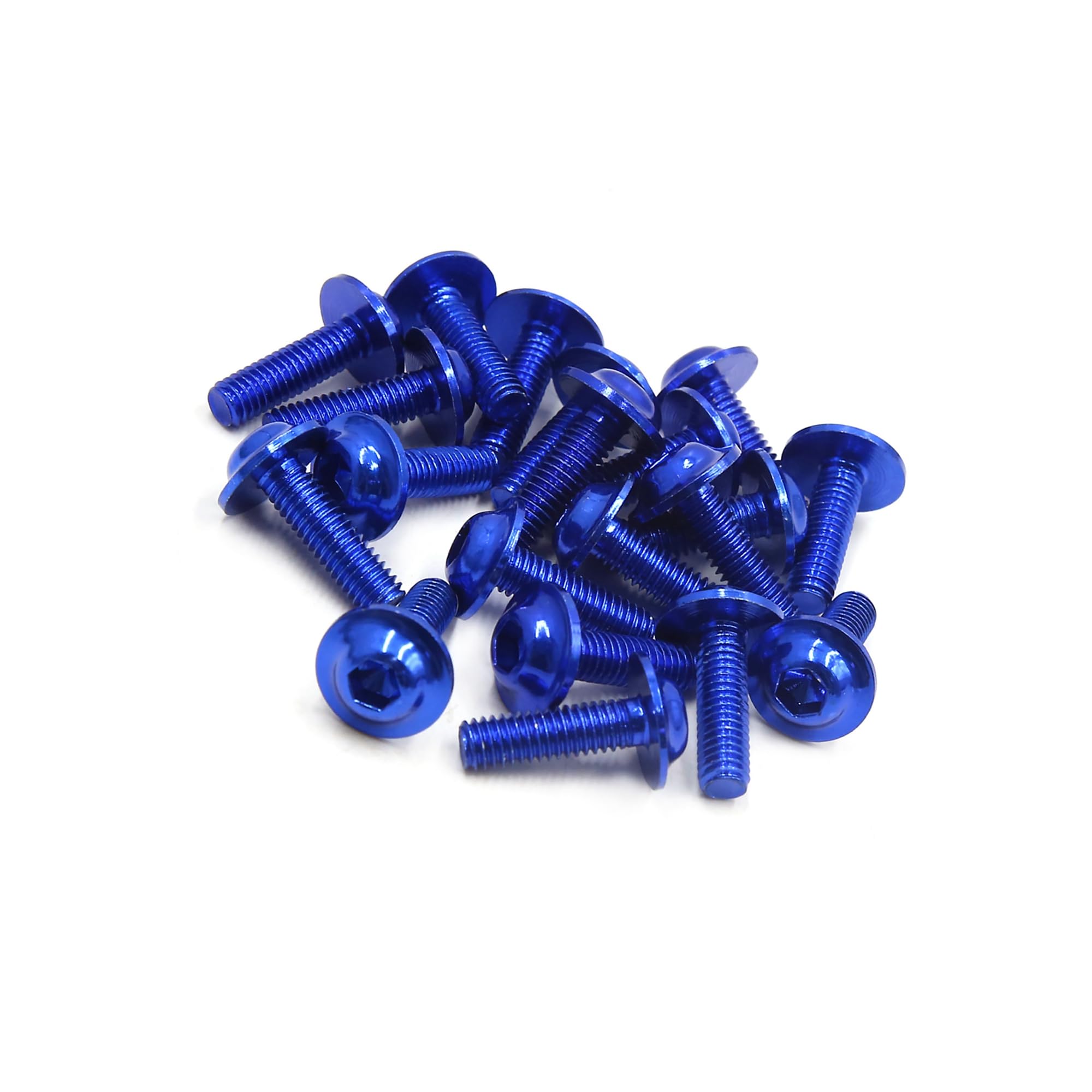 Motoforti 20pcs M6 X 20mm Blue Aluminum Alloy Motorcycle Hex Socket Head Bolts Bumper Screws Universal Replacement Long-Lasting
