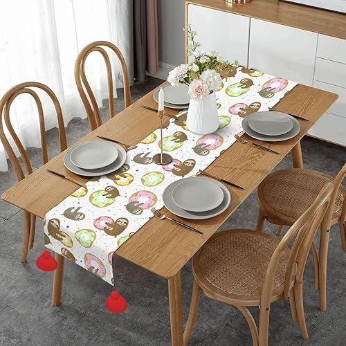 Christmas Table Runner 60 Inches Long Fall Table Runner for Dining Table Christmas Decorations Coffe Table Runner with Tassels Kitchen & Table
