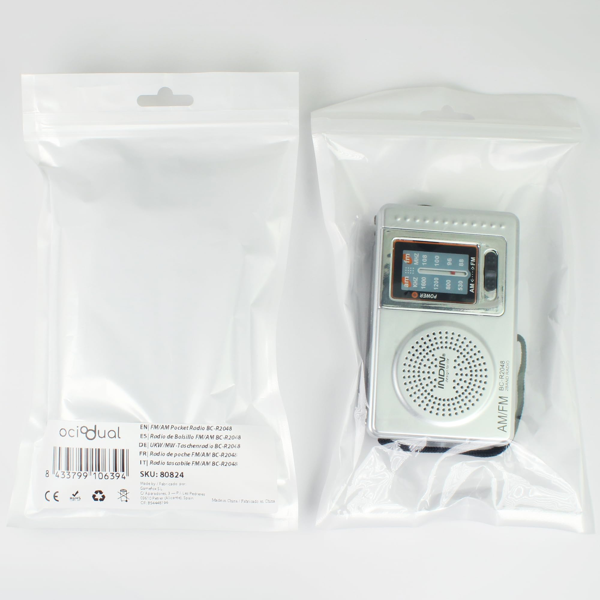 OcioDual Radio de Mano BC-R2048 Analógica Mini Sintonizador Am/FM Altavoz Integrado Conector para Auriculares Jack 3.5mm — view 7