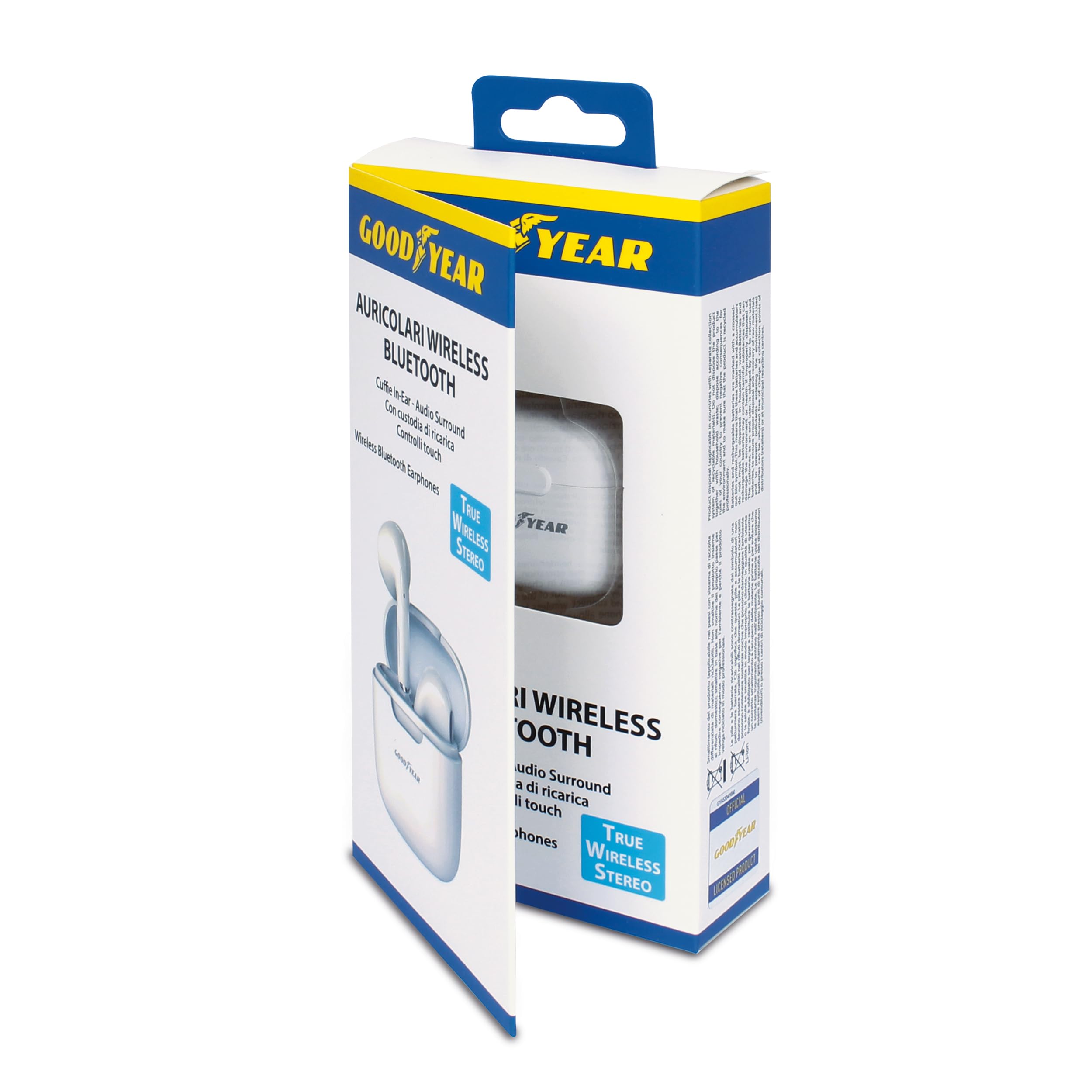 Goodyear Écouteurs sans Fil avec étui de Charge 60 Heures, Casque Bluetooth 5.3, Intra-auriculaire, câble USB-C de Charge Inclus, True Wireless Stéréo, Audio Surround, Microphone et Touch Controls,