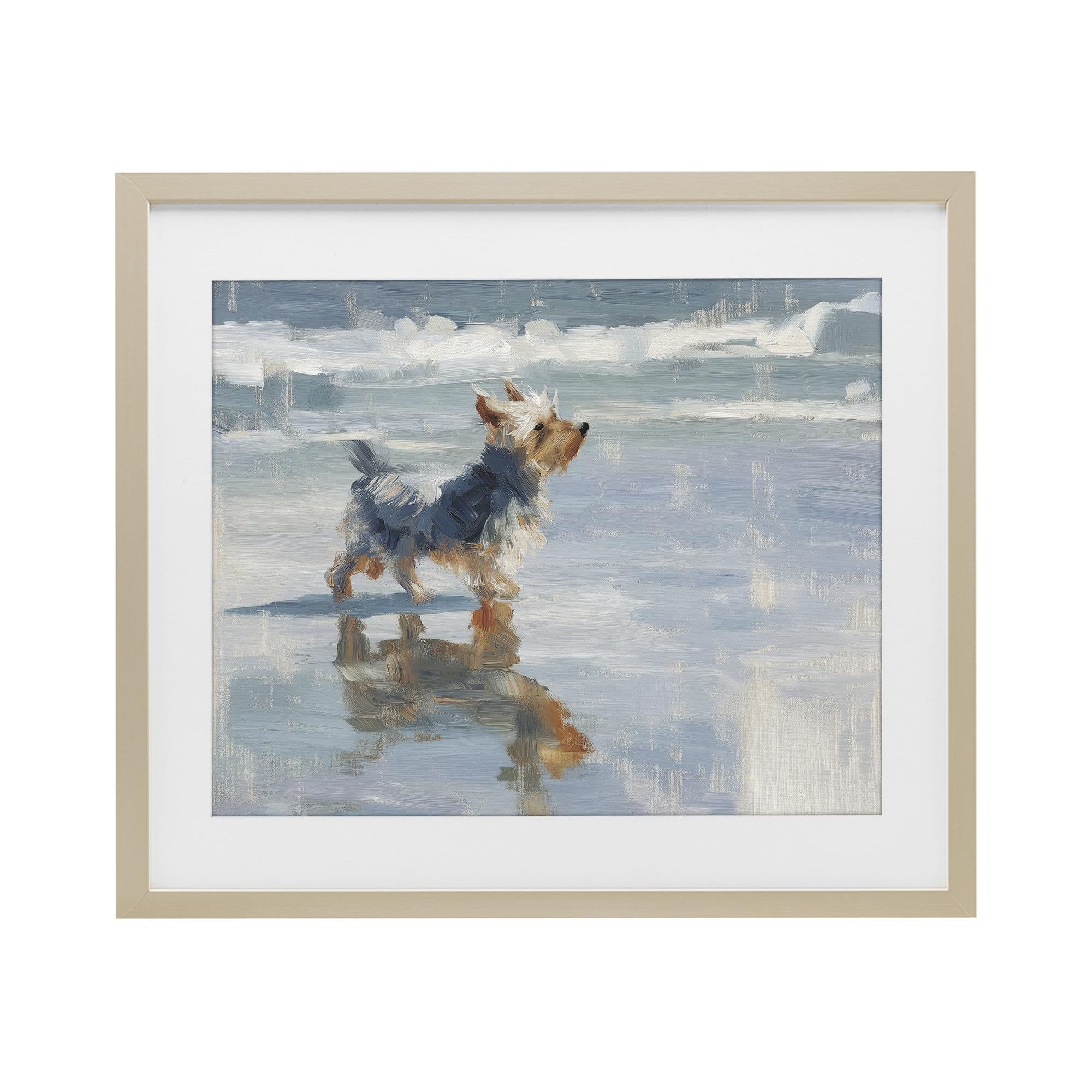 Stupell Industries 'Yorkie's Quiet Moment', Framed Print Under Glass, Brown, 16 x 13 Inches, Easy to Hang and Sturdy, Made in USA, by Svetlana Aleynikova