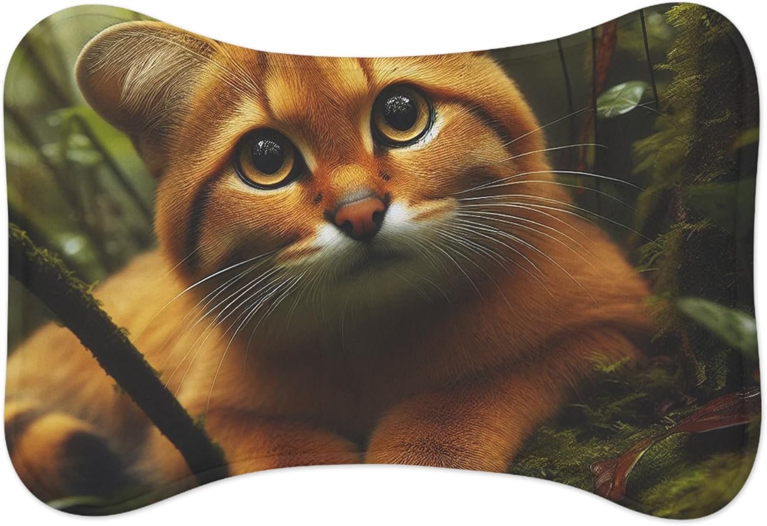 Vibrant Anti-Slip Pet Feeding Mat - Asian Golden Cat Design