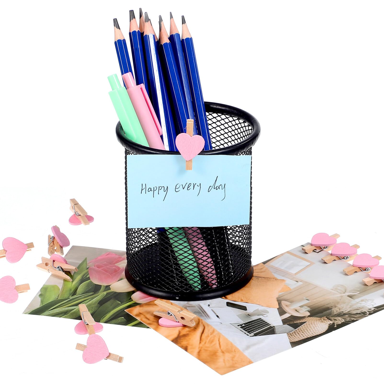 DOITOOL Love Photo Clip 50pcs Photo Wood Clip Heart Minis for Hanging Pictures Hearts